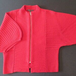 Fever Womens Red Zip Front Sweater Medium